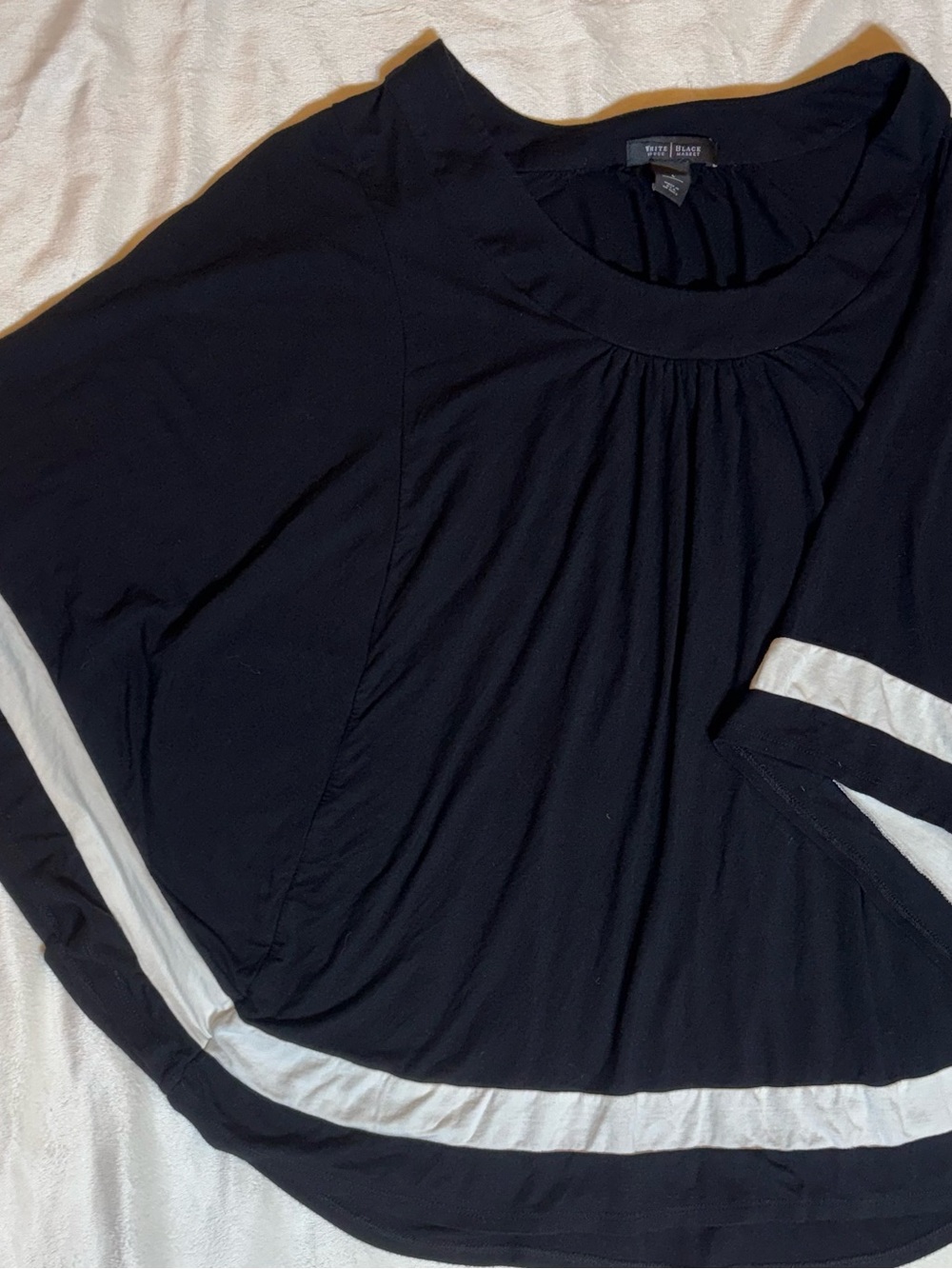 White House Black Market Flowy Dolman Sleeve Tunic w White Trim Size